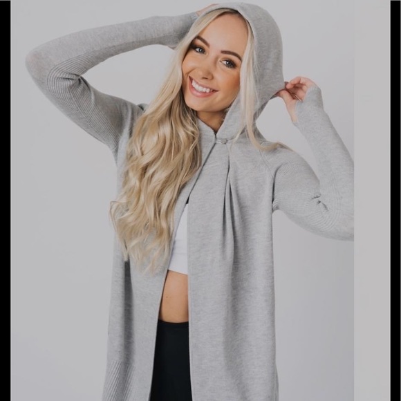 Zyia Light Gray Hooded Cardigan 